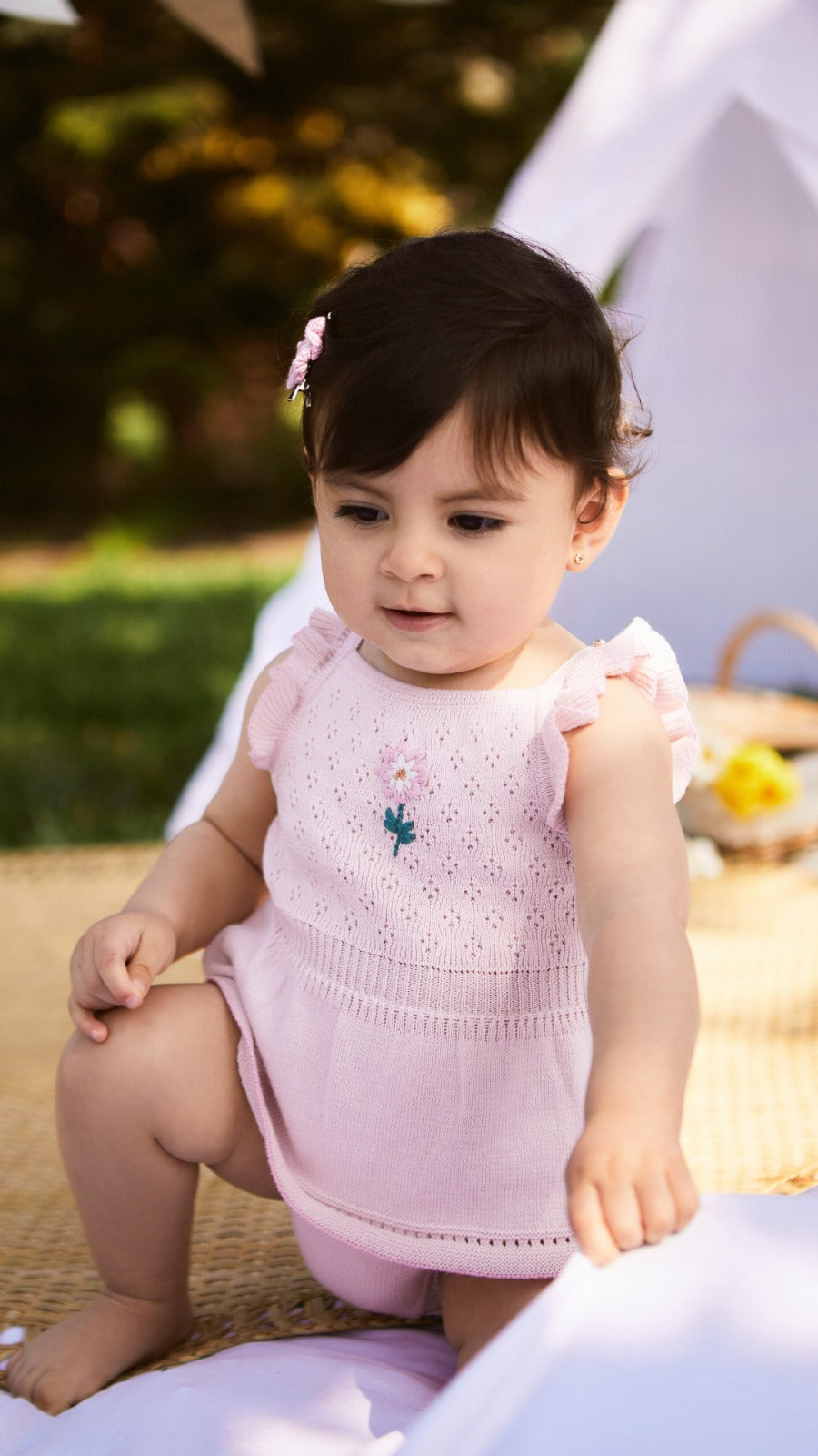 Romper Bordado Rosado de Algodón pima