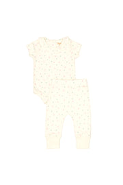 Set 2 Pcs Body Bobo + Pant Perla Cerezas Fucsia de algodón pima