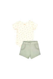 Set Body + Short Perla Naranjas / Verde