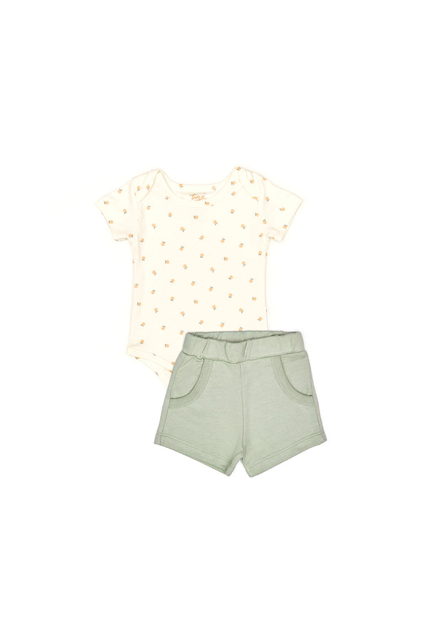 Set Body + Short Perla Naranjas / Verde
