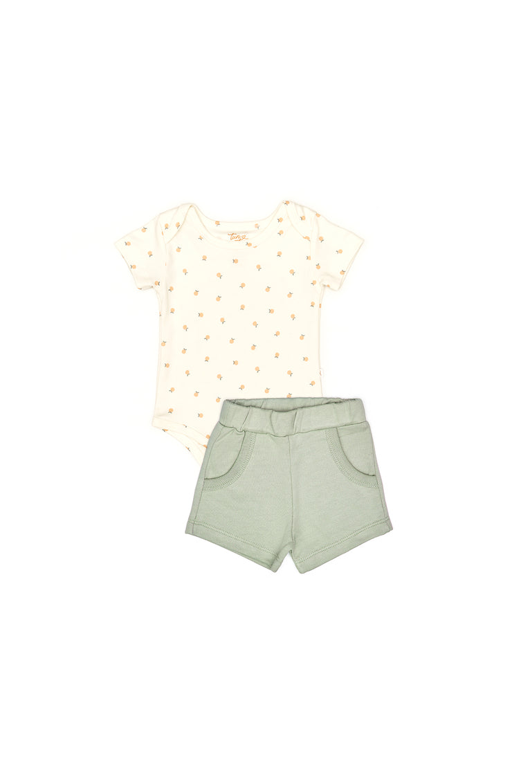 Set Body + Short Perla Naranjas / Verde
