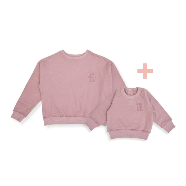 Polera Oversized Lila Mamá  + Polera  Bebé de algodón franelado