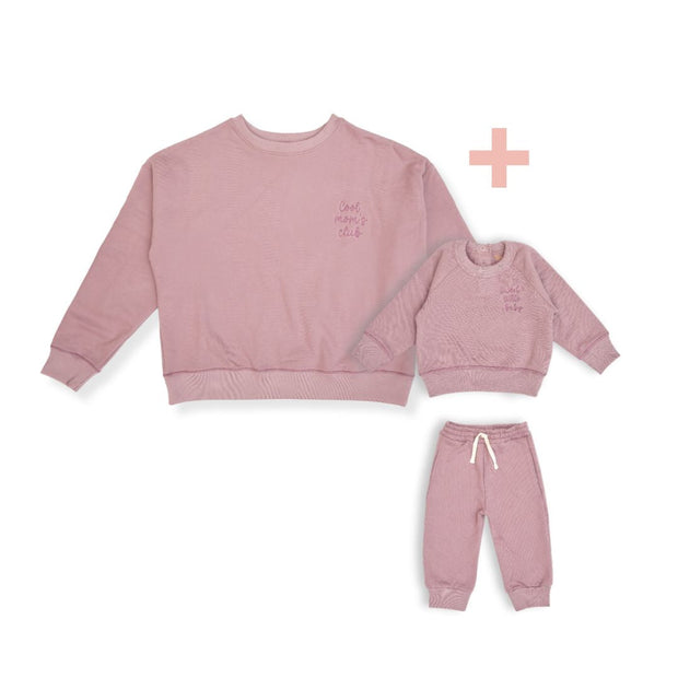 Polera Oversize Lila Mamá  + Set Polera + Buzo Lila de algodón franelado