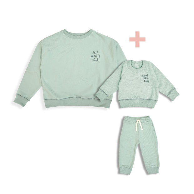 Polera Oversize Verde  Mamá  + Set Polera + Buzo Verde de algodón franelado
