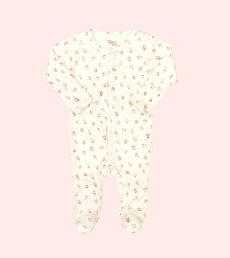 Enterizo Broches Perla Flores de algodón pima