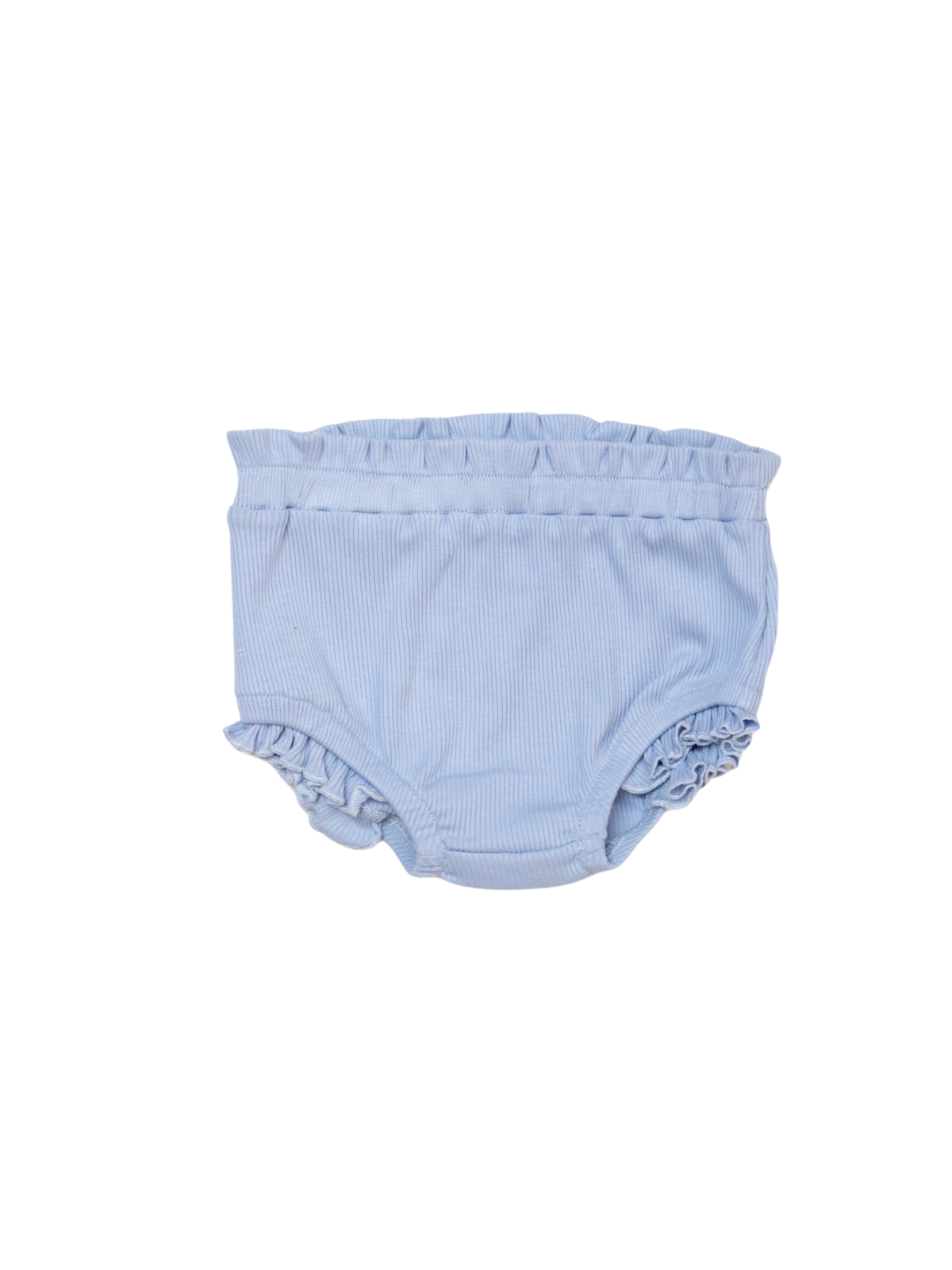 Set 3 pcs Top tiritas + short bombacho + vincha Fresas y flores perla / celeste de Algodón rib