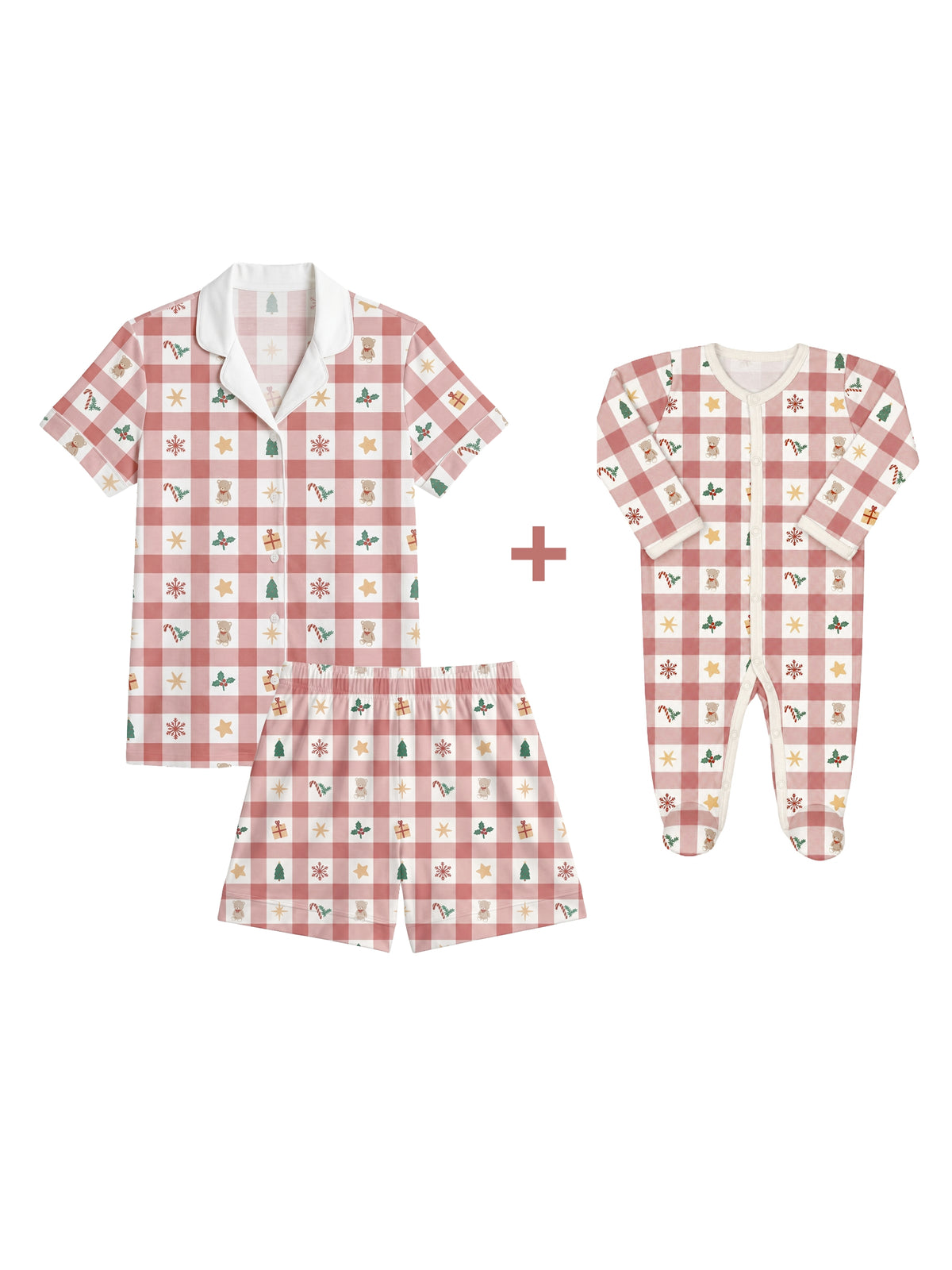 Pack Navideño Pijama Mamá + Enterizo Broche de Algodón Pima (PREVENTA)