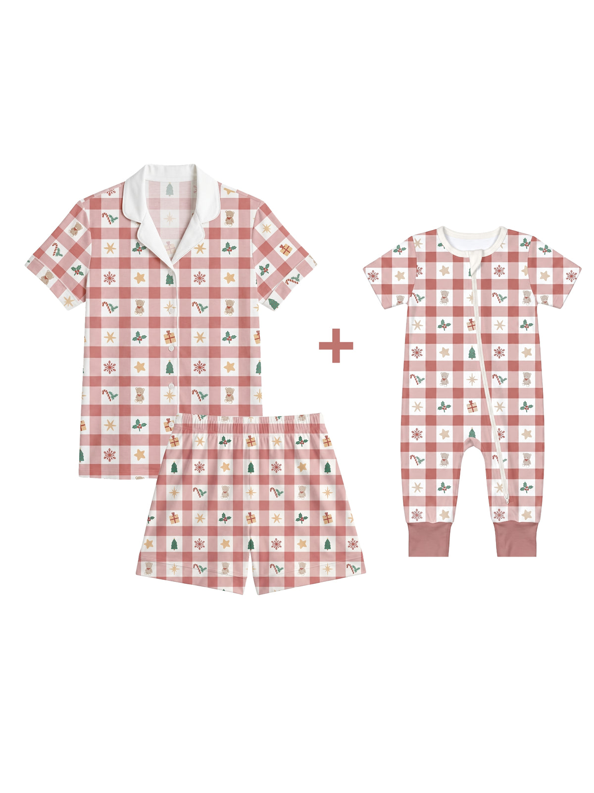 Pack Navideño Pijama Mamá + Enterizo Cierre de Algodón Pima (PREVENTA)