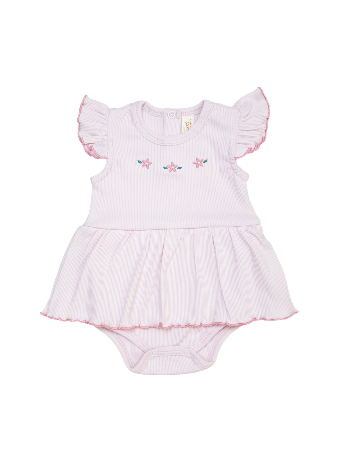 Set 2 pcs Romper faldita + vincha Lila ice de Algodón rib