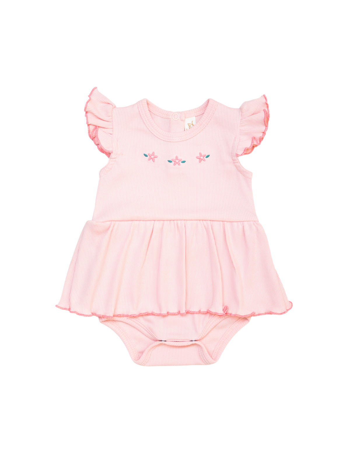 Set 2 pcs Romper faldita + vincha Pink de Algodón rib