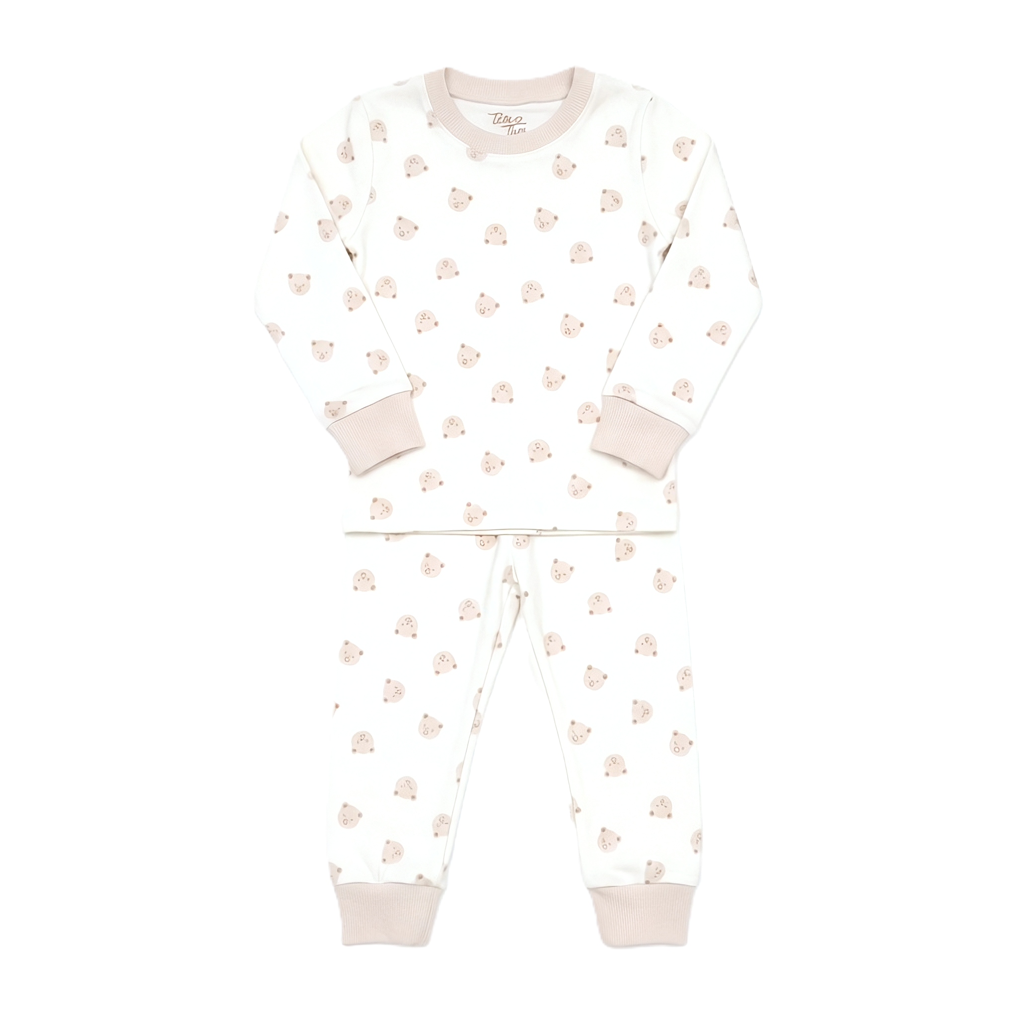 Pijama 2 pcs Polo Manga larga + Pantalon Perla osos de Algodón pima