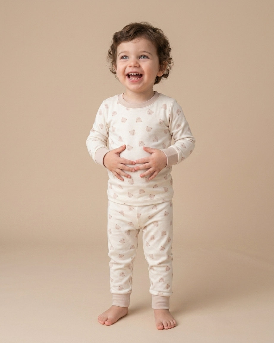 Pijama 2 pcs Polo Manga larga + Pantalon Perla osos de Algodón pima