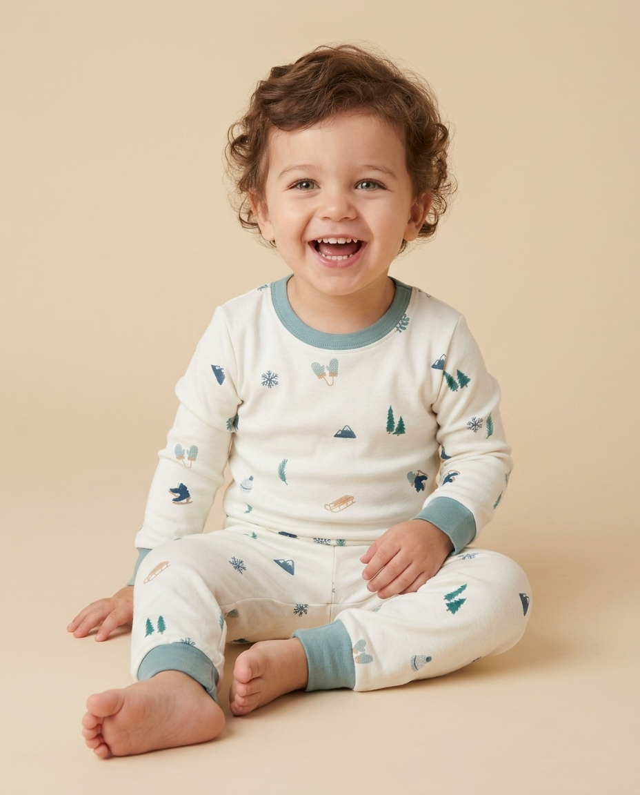 Pijama 2 pcs Polo Manga larga + Pantalon Perla innvierno de Algodón pima