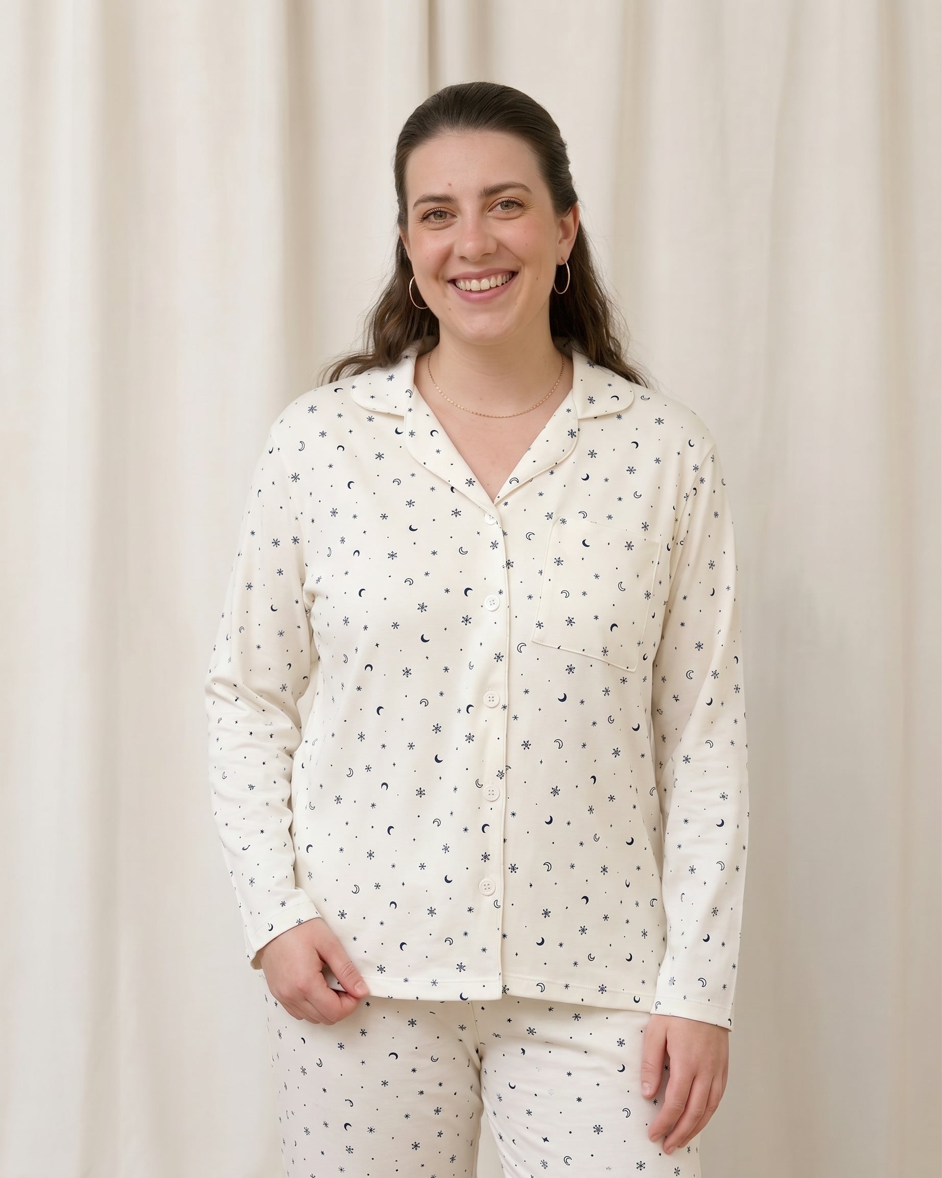 Pijama Mamá + Romper Cierre Estrellas de Algodón Pima